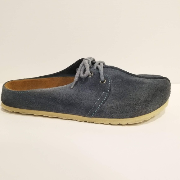 Birkenstock Birki's Mules Shoes Womens Size 9 Blue Suede Slip On Clog Lace Up - Picture 4 of 12